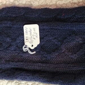 Navy Blue Plush Cable Knit Dog Sweater